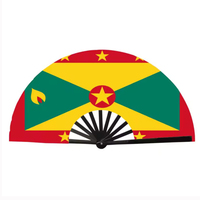 Éventails à main avec drapeau de la Grenade, personnalisés, grands, pour la danse en ligne, les mariages en plein air et les fêtes