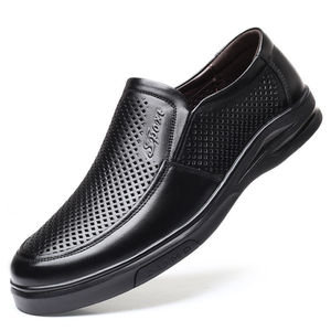 Mocasines Negros Transpirables para Hombre, Punta Redonda, Sin Cordones, Zapatos Casuales de Verano, Suela de Goma Suave, Forro de PU, Logotipo Deportivo en Relieve - Product Image 1