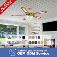 Ventilateur de plafond 1stshine classique doré, à pales décoratives réversibles, pour intérieur et extérieur, avec commande par chaîne, à économie d'énergie