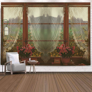 Tapiz Decorativo de Gran Tamaño para Exteriores, Paisaje Rústico, Ventana, Escena, Estilo Estético para Dormitorio - Product Image 2