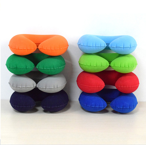 PVC Flocking Inflatable Travel <b>Neck</b> <b>Pillow</b> Round Shape Rest <b>Pillow</b> - Product Image 6