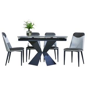 Pieds en métal ensemble de <span class=keywords><strong>Table</strong></span> à <span class=keywords><strong>manger</strong></span> avec deux extensions latérales en céramique <span class=keywords><strong>plateau</strong></span> en verre <span class=keywords><strong>table</strong></span> à <span class=keywords><strong>manger</strong></span> extensible - Product Image 1