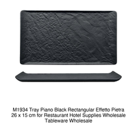 Plateau de service plat noir 26 × 15 cm rectangulaire effet pierre M1934 52008B