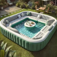 QT55 Bar aquatique gonflable, espace repas, canapé de piscine, tapis magique, jeu de fête flottant