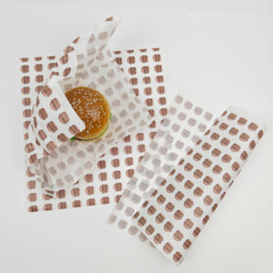 Customized Eco-Friendly Virgin Food Safe Grade Greaseproof Burger <b>Paper</b> with <b>Wax</b> Coating for Meat Wrapping Custom Logo Printing - Product Image 3