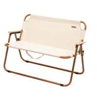 Chaise pliante en acier à haute teneur en carbone, motif grain de bois, légère et portable, avec double dossier, pour camping, pique-nique, plage, jardin