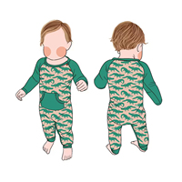 Combinaison en bambou de haute qualité personnalisée avec fermeture éclair et boutons-pression, pyjama confortable pour nouveau-nés et bébés, vente en gros