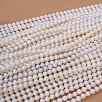 Perles rondes naturelles d'eau douce en vrac de 6-7 mm, qualité AAA, perles sphériques blanches véritables pour la fabrication de bijoux