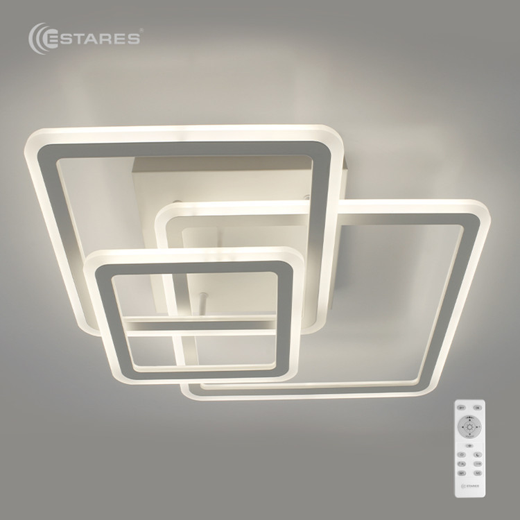 Factory Newest Remote Control Dimmable 2800-6000K Color Temp IP33 Rated 3 Crystal Ring White Metal Modern Pop 60W Ceiling Light · image 4
