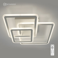 Plafonnier LED moderne 60W à 3 anneaux de cristal blancs en métal, télécommandé, dimmable, pour chambre et salon – Nouveauté usine