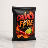 Sachet d'emballage plat personnalisé pour chips, tortillas, aliments épicés, avec fermeture trois côtés