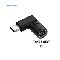 Adaptateur de chargeur PD USB C à angle droit 65W DC 7406 vers USB C, convertisseur 7,4*5,0 mm, chargeur d'ordinateur portable, adaptateur DC femelle vers type C mâle