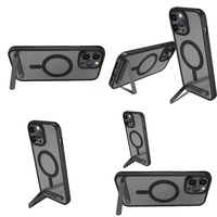 Casing Magnetik Kristal dengan Penyangga untuk iPhone 14 15 Pro Max 17 Air 16 Plus 13 12 11, Case Holder Stand Aksesoris Ponsel