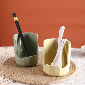 Support de couvercles de casseroles en céramique avec poignée en bois pour rangement sur comptoir de cuisine, style nordique - Product Image 3
