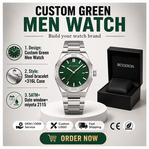 Reloj de Hombre BESSERON de Lujo con Bisel Octagonal, Movimiento Japonés de Cuarzo, Resistente al Agua 5ATM, Brazalete Integrado de Acero 316L, Esfera Negra Texturizada - Product Image 1