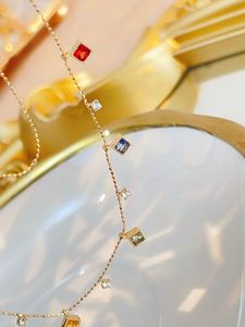Collier en or jaune 18 carats Xinfly avec saphir 0,75 carat et diamant naturel 0,08 carat, chaîne de bijoux pour usage quotidien, fiançailles, cadeau de mariage - Product Image 2