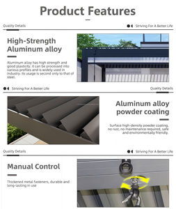 <span class=keywords><strong>Pergola</strong></span> en <span class=keywords><strong>aluminium</strong></span> réglable manuellement, gazebo à lames orientables imperméable pour la maison, la terrasse et les loisirs en plein air - Product Image 3