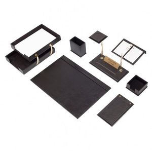 Ensemble d'organisateurs de bureau en cuir de luxe 10 pièces avec double plateau à documents - Product Image 5