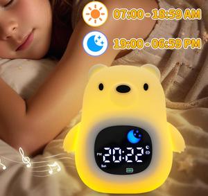 Vente en gros mignon ours sommeil formateur horloge lampe sommeil formateur enfants RVB couleurs modifiables lumières LED avec <span class=keywords><strong>musique</strong></span> blanche Snooze temps - Product Image 1