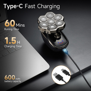 Afeitadora Eléctrica Multifunción Recargable por USB 5 en 1 para Hombre, 9 Cuchillas, Resistente al Agua IPX7, Pantalla LCD Digital, Depiladora Corporal y Facial - Product Image 6