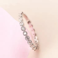 Bagues de fiançailles et de mariage classiques en argent sterling 925 pour femme, serties d'une rangée de cristaux en clos, pour dropshipping