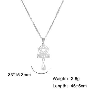 Collana con ciondoli a croce pentagramma malvagio satanico occulto doppio strato di gioielli in acciaio inossidabile - Product Image 6