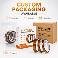 Ruban adhésif doré en polyimide de qualité supérieure 0,06 mm 25 mm x 33 m, adhésif silicone haute température, excellente isolation électrique