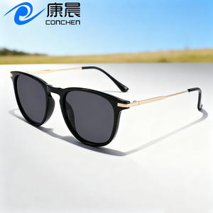 Gafas de Sol Clásicas Ovaladas Conchen, Montura Negra de PC, Protección UV400, Unisex, para Viajes, Conducción, Moda - Product Image 1