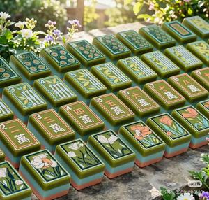 Ensemble de jeu de mahjong pliable de luxe personnalisé avec motifs gravés et imprimés, tuiles en acrylique anti-décoloration pour 4 joueurs - Product Image 5