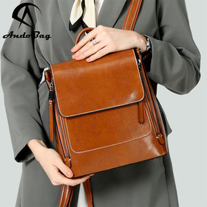 Sacs à dos AndoBag pour femmes, en cuir de vache véritable, grande capacité, sac à bandoulière, cuir ciré, sac à dos rétro, sac à main pour femme 5232 # - Product Image 1