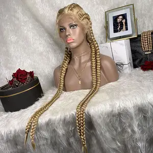 Popular Design Lemonade Large Box Ladies Braided Lack Women Lace front Laced Lace Micro Braids Wig With Frontal