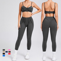 Ensemble de yoga taille haute pour femme : Leggings push-up et brassière de sport pour l'entraînement et le fitness