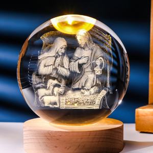 Boule de cristal décorative 3D Art Stitch Système Solaire Lune Galaxie Saturne, lampe de nuit pour la décoration intérieure - Product Image 4