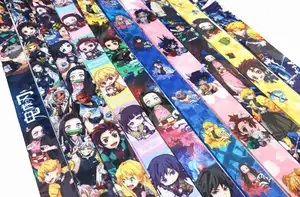 Anime Lanyard High Quality Low Price Custom Cute Cartoon Neck Strap Dye Sublimation Printing Kimetsu No Yaiba Anime Demon Slayer Lanyard