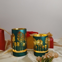 Bougie unique pots de Noël pour la décoration de la maison en gros de luxe porte-verre galvanisé conteneur pots de bougie de Noël
