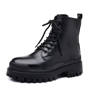 Bottes <span class=keywords><strong>Chelsea</strong></span> d'hiver style britannique pour hommes, bottes de travail à tige haute et semelle épaisse, bottes de moto rehaussantes pour hommes - Product Image 4