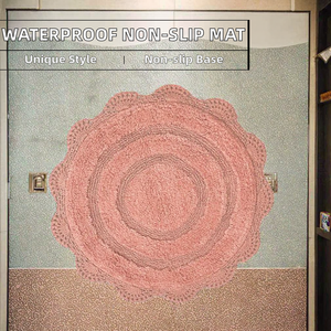 Tapis de bain en coton imperméable, antidérapant et absorbant, motif vagues de mer et fleurs, idéal pour la maison et l'hôtel, directement de l'usine - Product Image 2