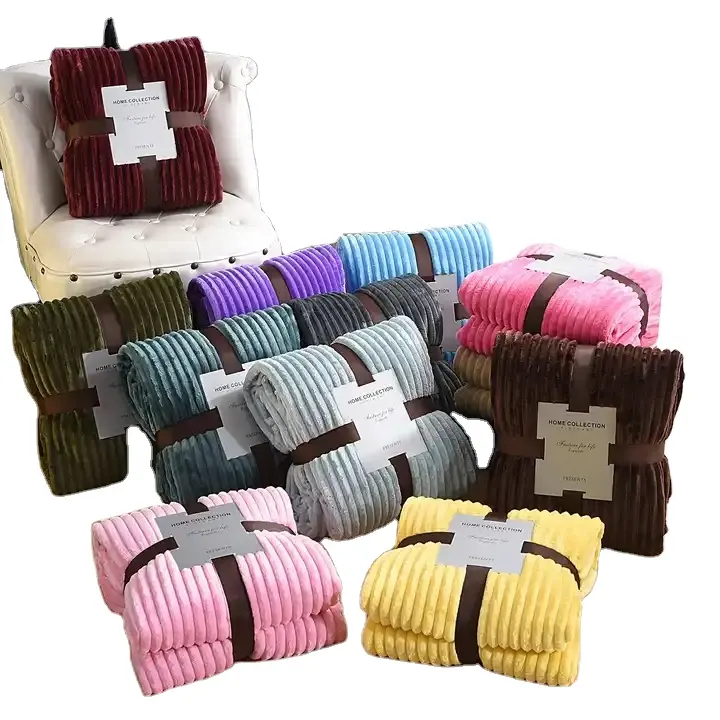 Cobertores De Flanela De Inverno Xadrez Em Relevo selecionado Qualidade Custom Carton Pure Color malha para o bebê