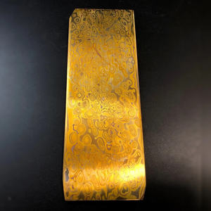 ダマスカスモクメゲインシートビレットを作るナイフ用のカスタムモクメダマスカス鋼DIYプレミアム銅ダマスカスシート - Product Image 3