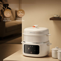 Marmite Électrique Multifonction en Céramique 700W, Cuisson Rapide, 2.5L + 4 Mini-Pots de 0.5L, Micro-Pression, Séparation des Graisses, Usage Domestique, en Plastique