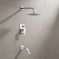 Nouvelle conception moderne de robinetterie de douche murale haute pression, ensemble de douche en laiton anti-corrosion avec régulation de température et poignée unique