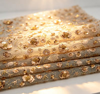 Tissu en dentelle Chantilly brodé de perles multicolores de haute qualité avec sequins et lentejuelas, maille légère tissée pour vêtements de mariage et de filles