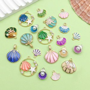 Shell Pendant Alloy Simulated Pearl Mixed Shapes DIY Jewelry Accessory For Bracelet <b>Necklace</b> Craft - Product Image 3