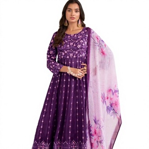 Lo último en crepé natural puro bordado pesado con ropa interior india y pakistaní de algodón Mal - Product Image 1