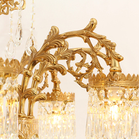 Lustres en cristal de luxe en laiton doré de style classique européen, vintage français, pour villa, hall d'hôtel