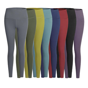 New Arrival Women's Gym Yoga Tights High Waist Ribbed Athletic <b>Leggings</b> Fit Naked Feeling Solid <b>Pattern</b> Workout Fitness Pants - Product Image 2