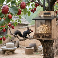 Mangeoire à écureuils en bois massif pour l'extérieur, résistante à l'humidité, pour noix et bâtonnets, mangeoire durable en bois pour animaux de compagnie