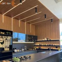 Panel de Techo de Rejilla de Madera, Decoración de Techo Falso Suspendido de Aluminio Metálico Lineal