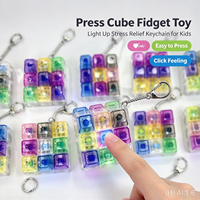 Porte-clés Fidget à 9 touches LED transparentes, clavier sensoriel, jouet anti-stress, pendentif coloré pour sac, vente en gros