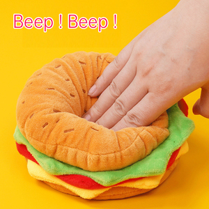 Hoge Kwaliteit Custom Huisdier Hond Speelgoed Duurzaam Luxe Gevulde Hamburger Worstjes Brood Piepend Pluche Interactieve Hond Kauwspeelgoed - Product Image 3